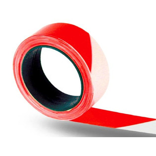 Ruban signalisation rouge/blanc - 50 mm X 100 m